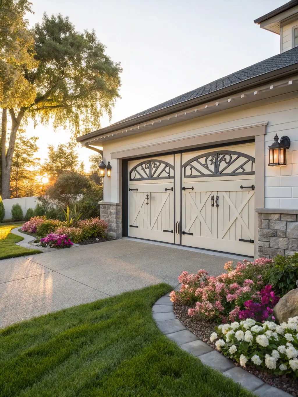 A high-quality photograph showcasing a newly installed garage door, highlighting its modern design and seamless integration with the home's architecture. The image should convey a sense of quality and curb appeal.