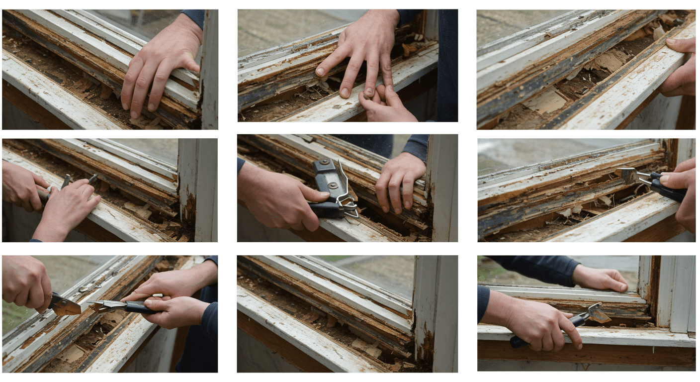 Before and After of a Repaired Sash Window